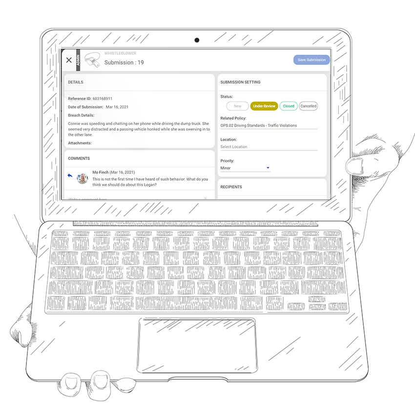 Whistleblower Admin Computer View